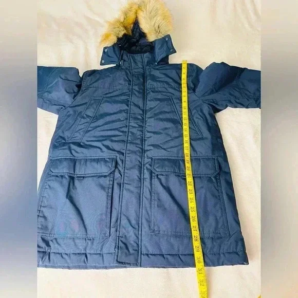 Tommy Hilfiger Navy Blue Parka with Faux Fur Hood Size Large - Picture 5 of 13